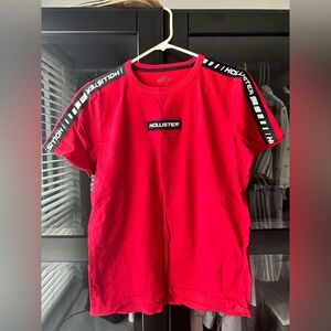 Hollister Vibrant Red Tee with Shoulder Accents